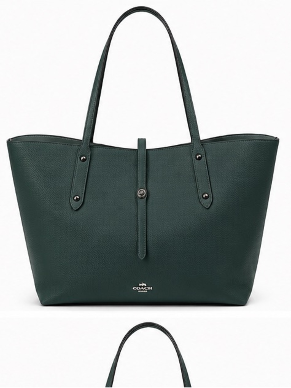 Coach Pebbled Leather Tote in Forest Green